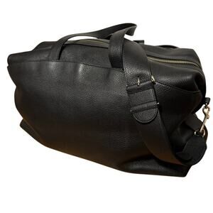 Cuyana Triple Zipper Weekender Leather Duffel Black Travel Bag